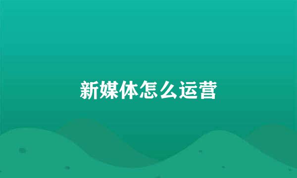 新媒体怎么运营