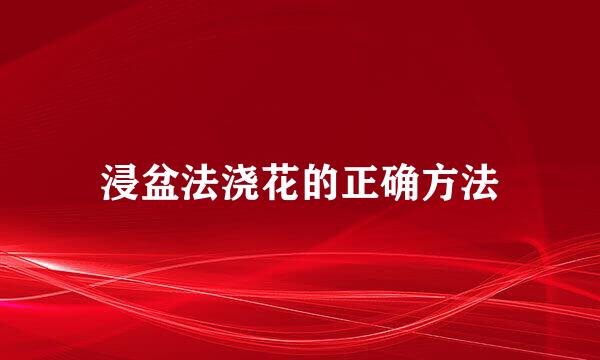 浸盆法浇花的正确方法