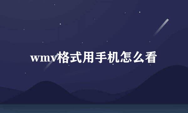 wmv格式用手机怎么看