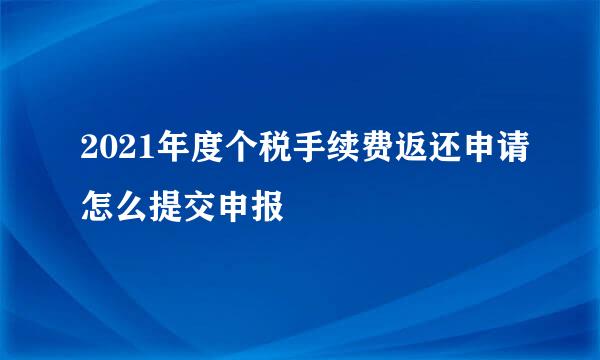 2021年度个税手续费返还申请怎么提交申报