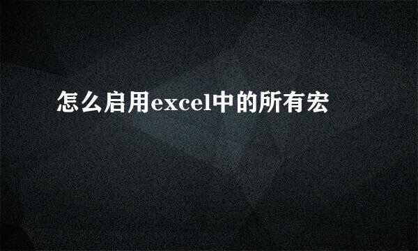 怎么启用excel中的所有宏