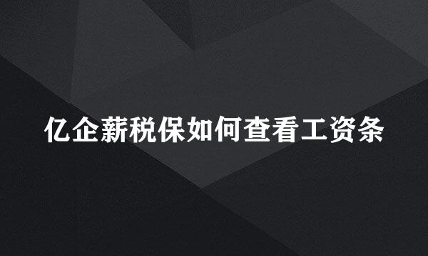 亿企薪税保如何查看工资条