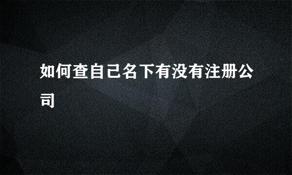 如何查自己名下有没有注册公司
