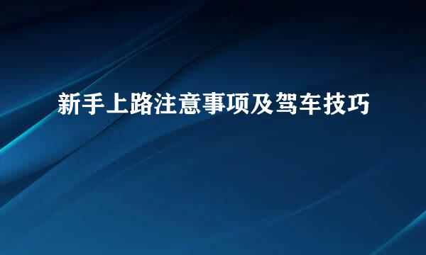 新手上路注意事项及驾车技巧