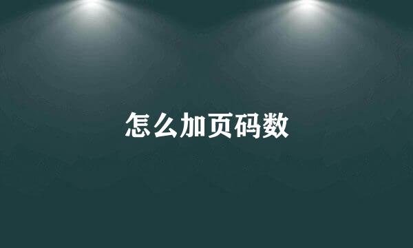 怎么加页码数