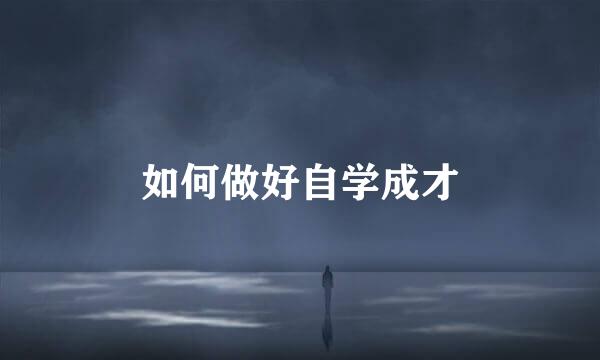 如何做好自学成才