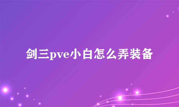 剑三pve小白怎么弄装备