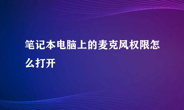 笔记本电脑上的麦克风权限怎么打开