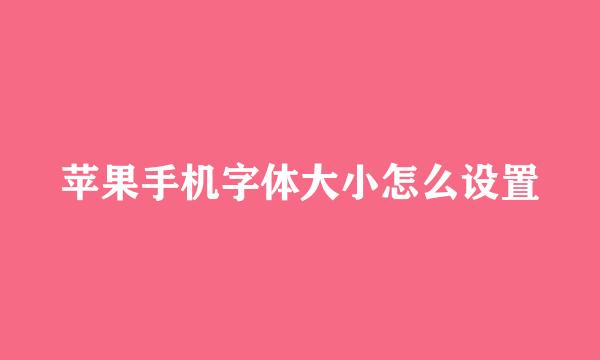 苹果手机字体大小怎么设置