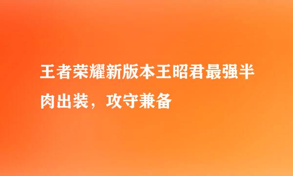 王者荣耀新版本王昭君最强半肉出装，攻守兼备