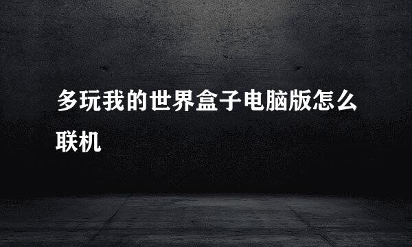 多玩我的世界盒子电脑版怎么联机
