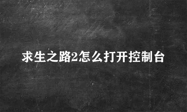求生之路2怎么打开控制台