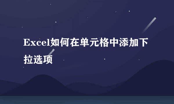 Excel如何在单元格中添加下拉选项