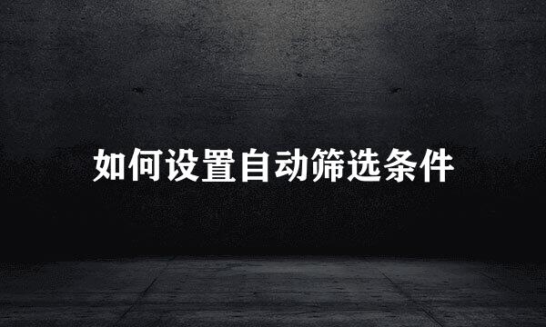 如何设置自动筛选条件