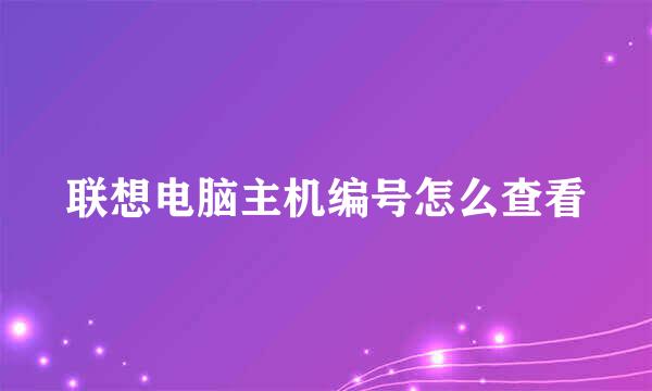 联想电脑主机编号怎么查看