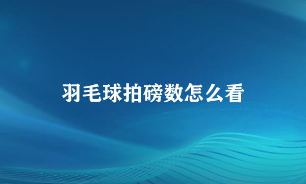 羽毛球拍磅数怎么看