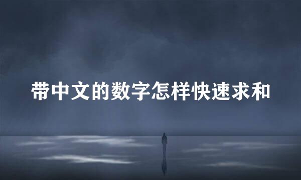带中文的数字怎样快速求和