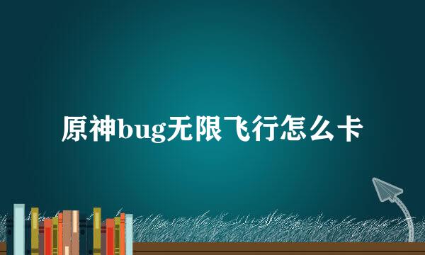 原神bug无限飞行怎么卡