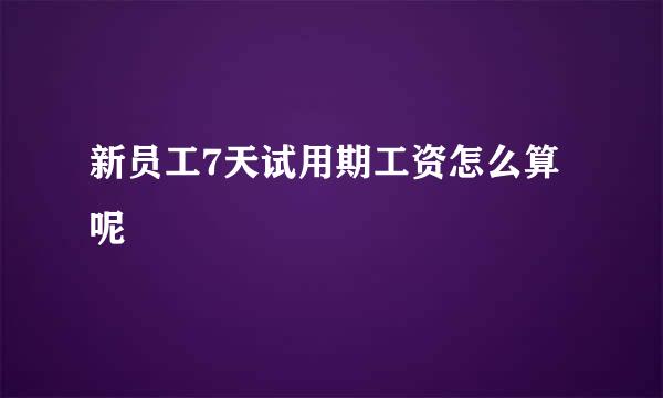 新员工7天试用期工资怎么算呢