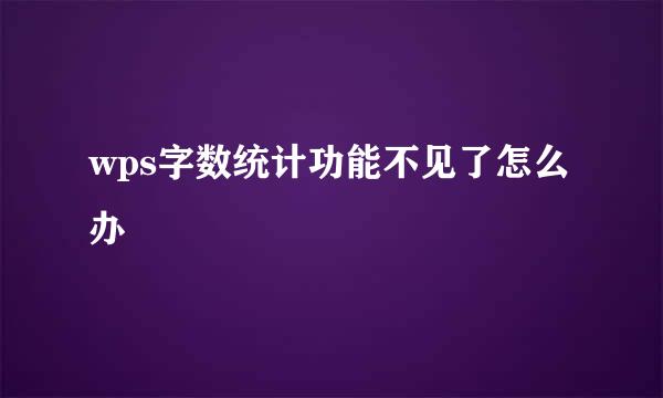 wps字数统计功能不见了怎么办