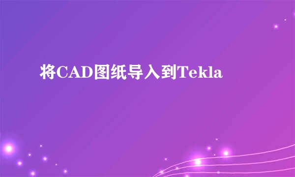 将CAD图纸导入到Tekla