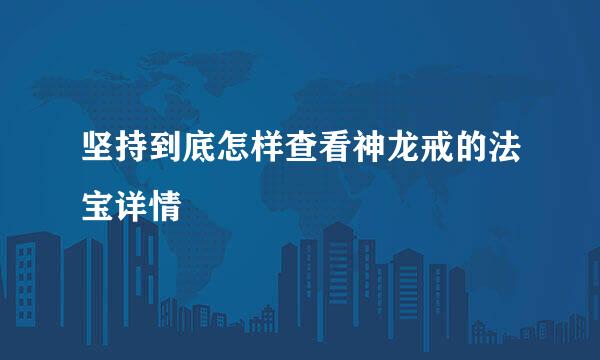 坚持到底怎样查看神龙戒的法宝详情