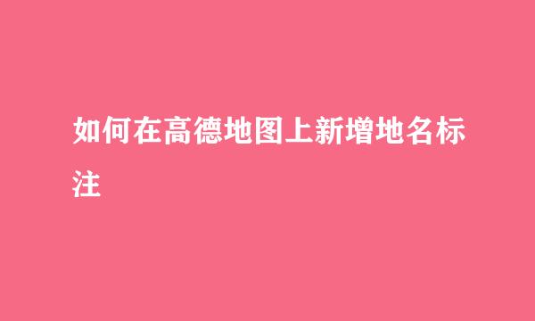 如何在高德地图上新增地名标注