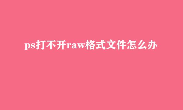 ps打不开raw格式文件怎么办