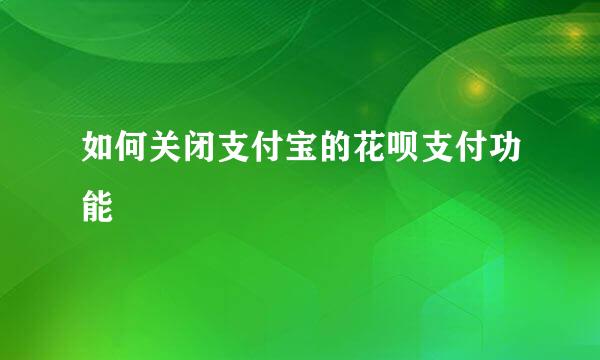 如何关闭支付宝的花呗支付功能