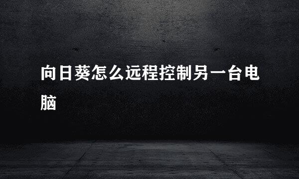 向日葵怎么远程控制另一台电脑