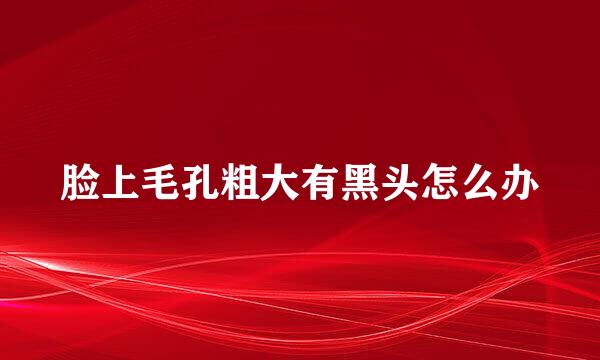 脸上毛孔粗大有黑头怎么办