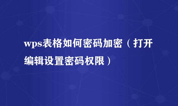 wps表格如何密码加密(打开编辑设置密码权限)