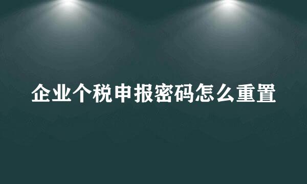 企业个税申报密码怎么重置
