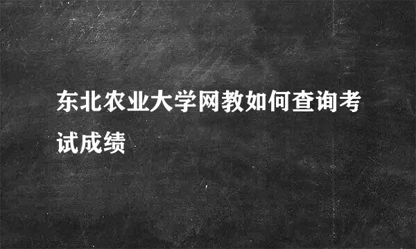 东北农业大学网教如何查询考试成绩