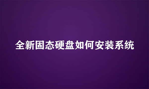 全新固态硬盘如何安装系统