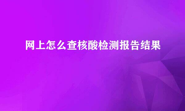网上怎么查核酸检测报告结果