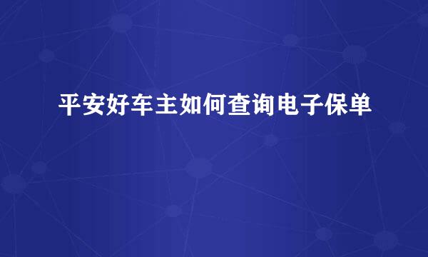 平安好车主如何查询电子保单
