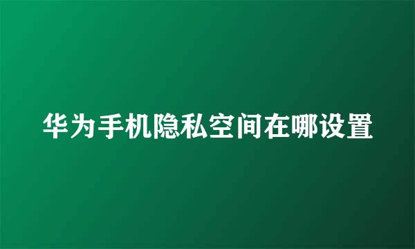 华为手机隐私空间在哪设置