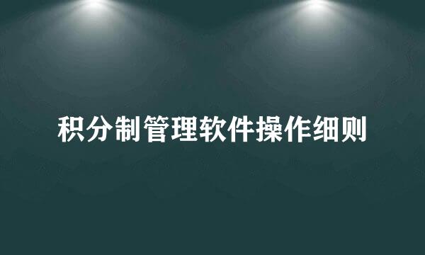 积分制管理软件操作细则