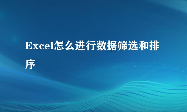 Excel怎么进行数据筛选和排序