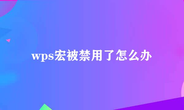 wps宏被禁用了怎么办