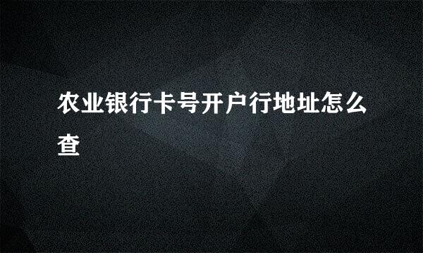 农业银行卡号开户行地址怎么查