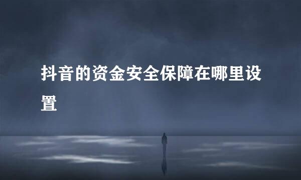 抖音的资金安全保障在哪里设置