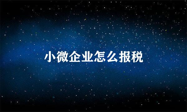 小微企业怎么报税