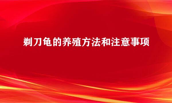 剃刀龟的养殖方法和注意事项