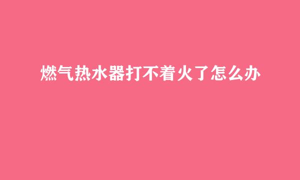 燃气热水器打不着火了怎么办