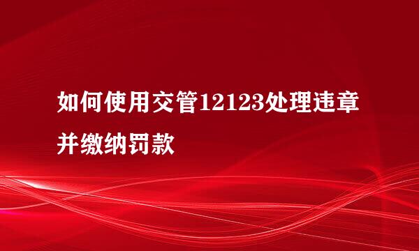 如何使用交管12123处理违章并缴纳罚款