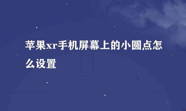 苹果xr手机屏幕上的小圆点怎么设置