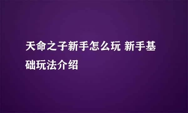天命之子新手怎么玩 新手基础玩法介绍