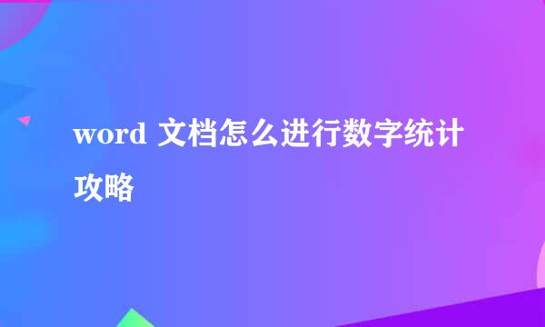 word 文档怎么进行数字统计攻略